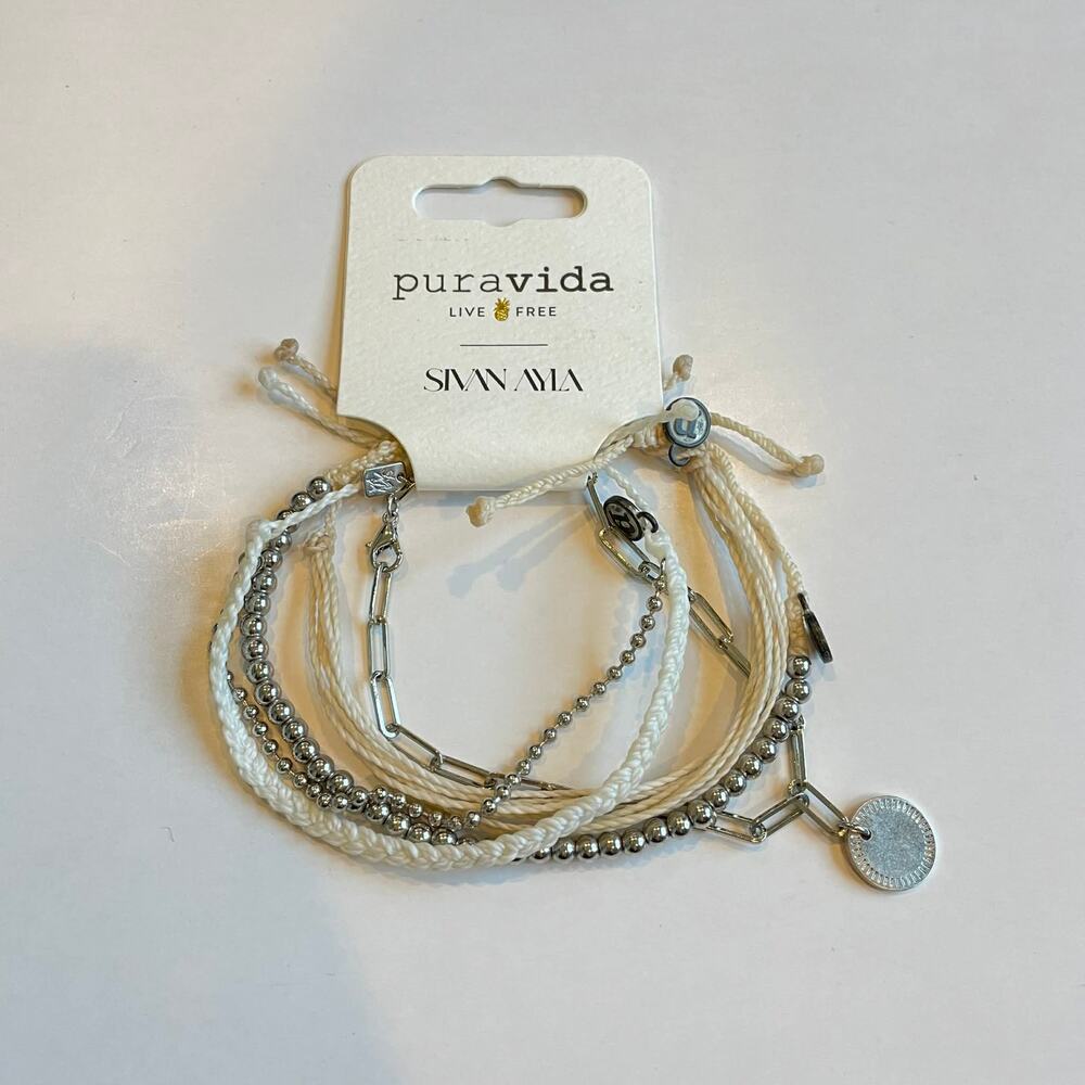 NWT Pura Vida x Sivan Ayla Silver Bracelet Set